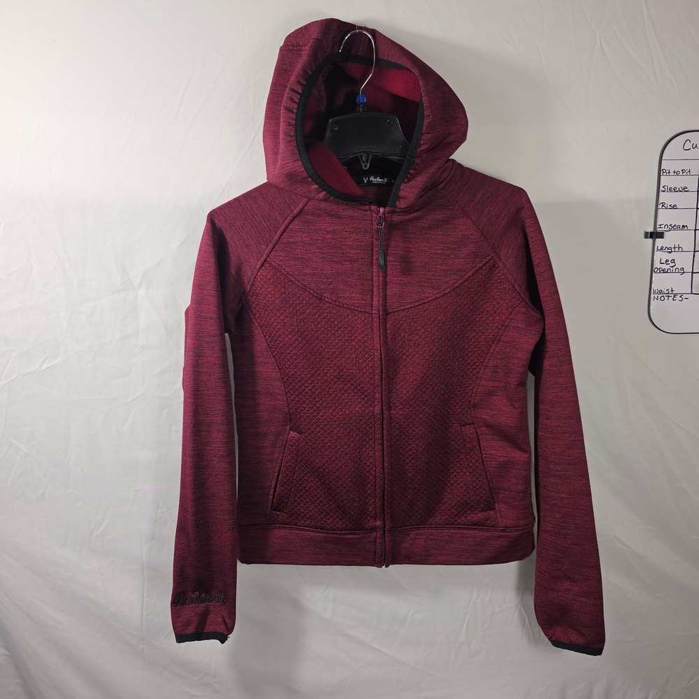 Huntworth Quilted Full Zip Hoodie Womens Small Burgundy Active 9232-W-HP